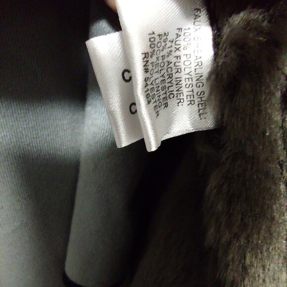 Calvin Klein Open Front Faux Fur Heavy Duty Warm Jacket Night Club Winter Snow - Picture 15 of 16